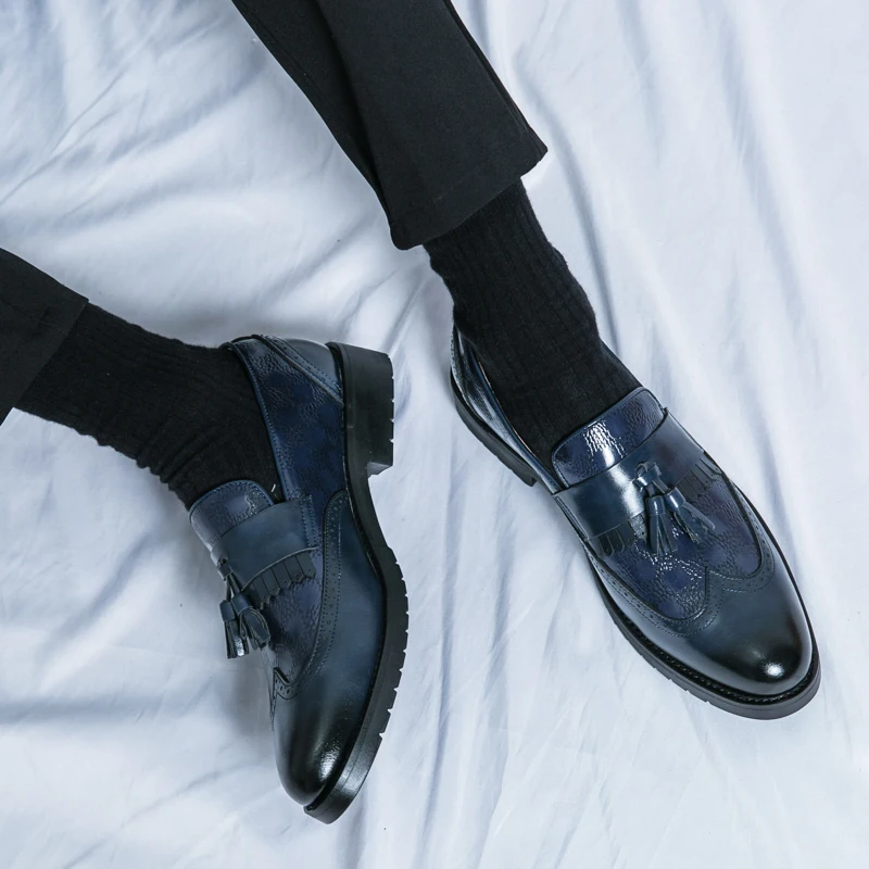 Luxury Men Leather Shoes High Quality Men's Shoes Fashion Oxford Wedding Men Dress Tassel Loafers Gentleman Office Party Shoes