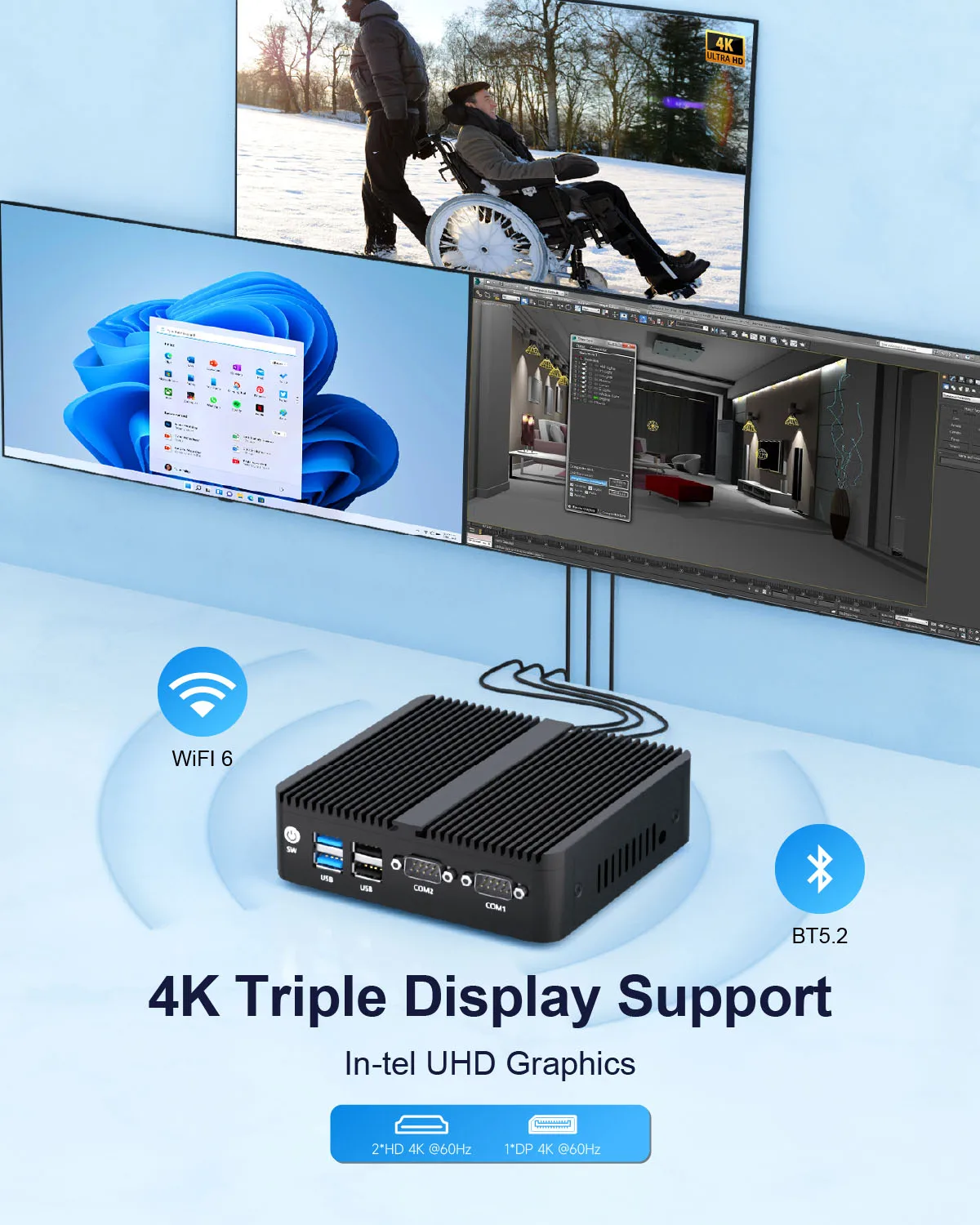 HYSTOU Mini PC senza ventola industriale Intel Celeron N100 OPNsense Pfsense Win 11 su guida Din di piccole dimensioni Barebone varie interfacce