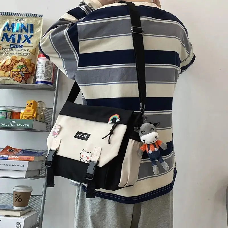 Japonský kawaii brašna harajuku na zip manželé brašna škola brašna ležérní kurýr brašna Y2K vintage silon vodotěsný ženy ​shoulder pytle