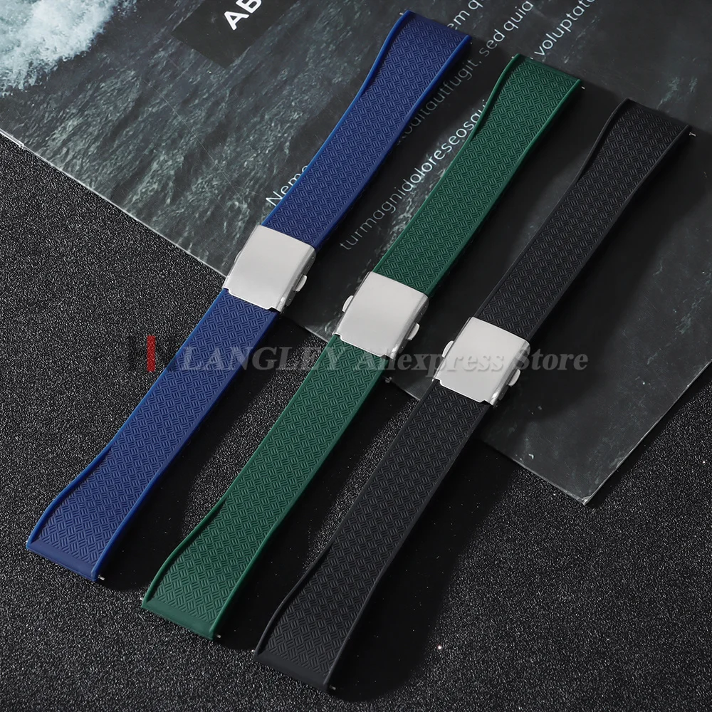 20mm 22mm Rubber Strap for Rolex Water Ghost for Omega Universal Silicone Bracelet Sport Diving Watch Band For Cut To Size Belts