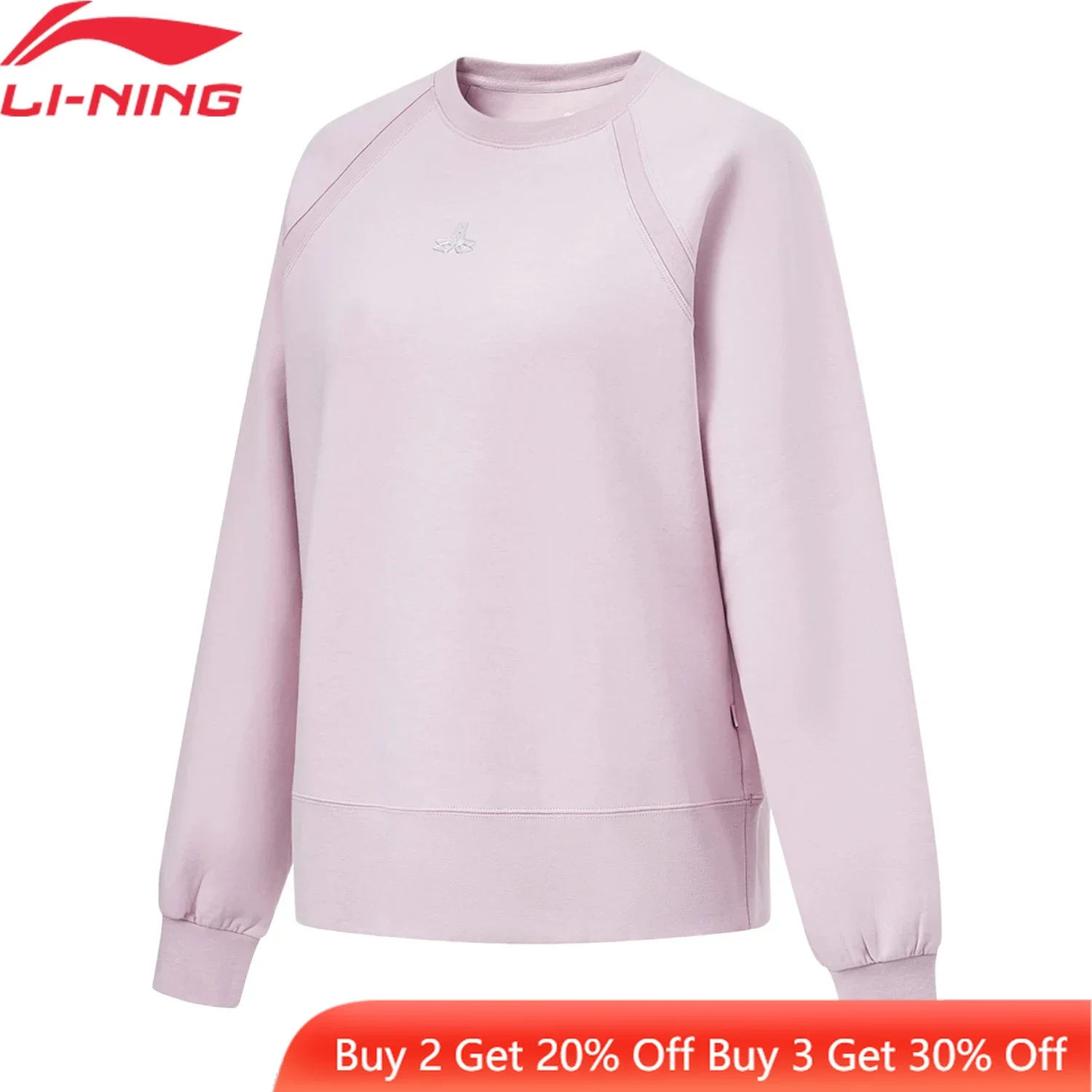 Li-Ning Women Training Sweatshirt Long Sleeve 3D FITTING Loose Fit LiNing FITNESS Comfortable Breathable Soft Pullover AWDU116