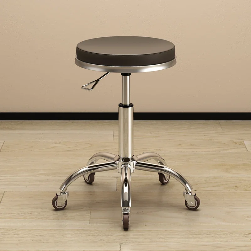 Professional Hydraulic Swivel Salon Stool with Wheels Adjustable PU Leather Stylist Chair for Nail Spa Beauty Salon Furniture