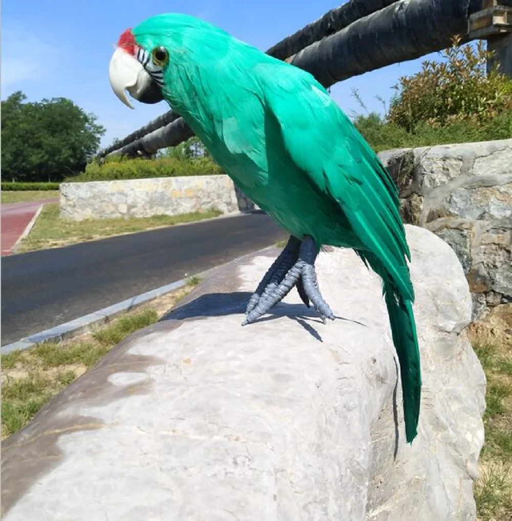 

cute simulation green parrot model foam&feather bird doll gift about 45cm