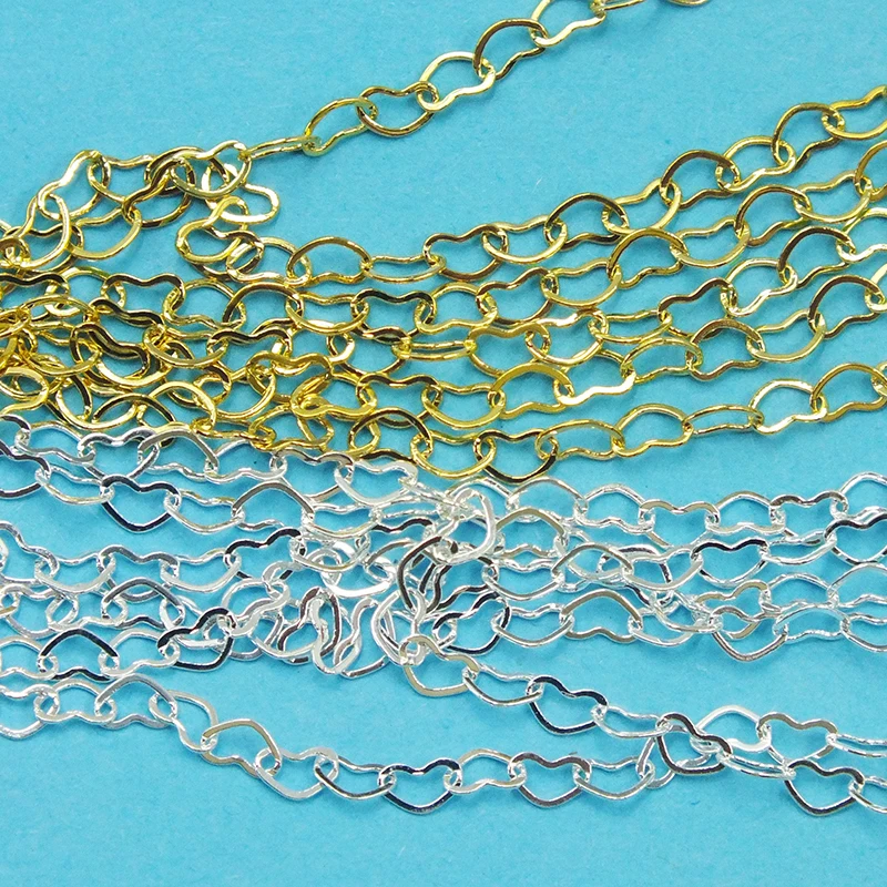 

20m/lot 5*3mm Copper Necklace Bracelet Heart Chains Bulk For DIY Jewelry Making Findings Materials Handmade Supplies Wholesale