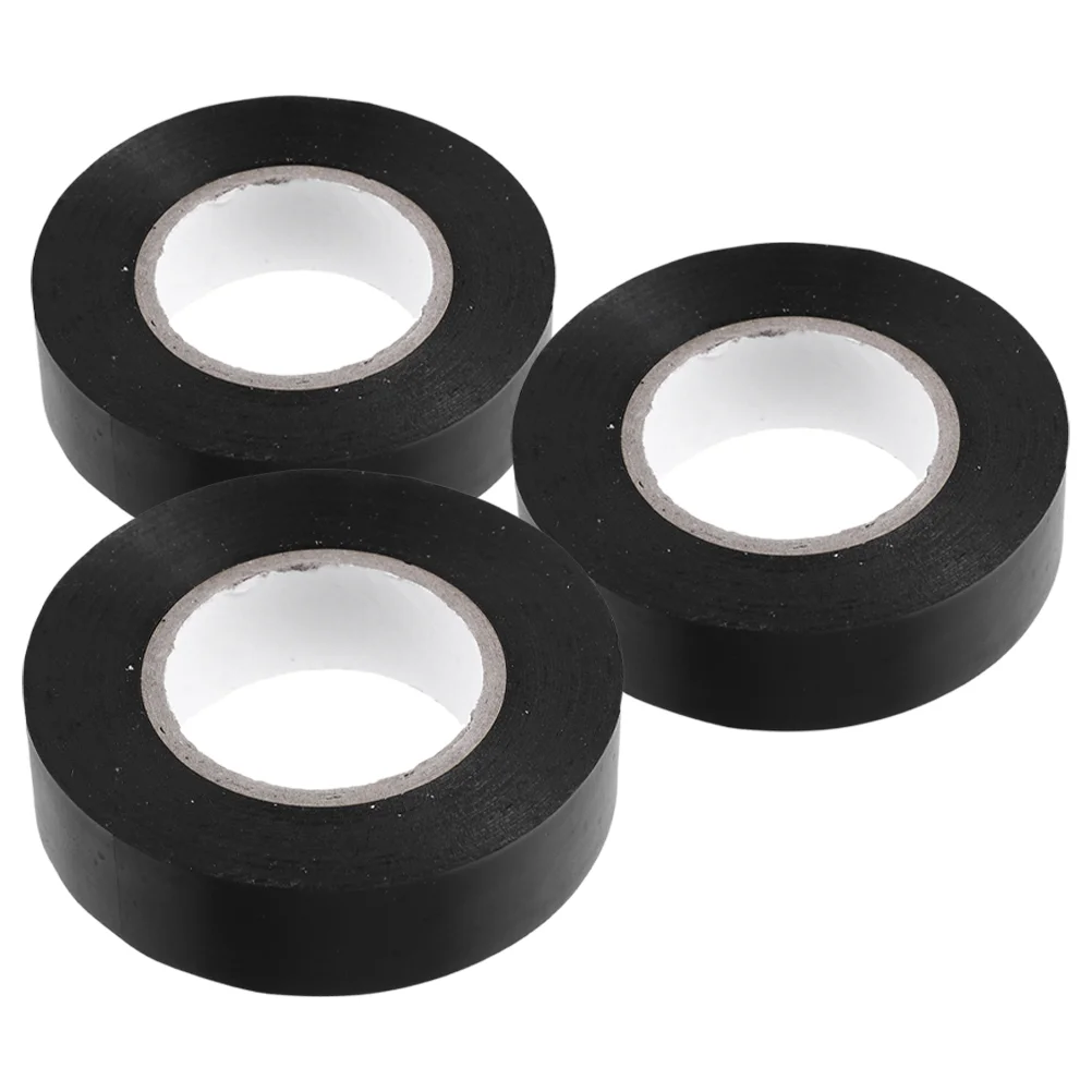 3 Rolls Electrical Tape High Heat Black Duct Indoor Temp Electrician Pvc Tapes