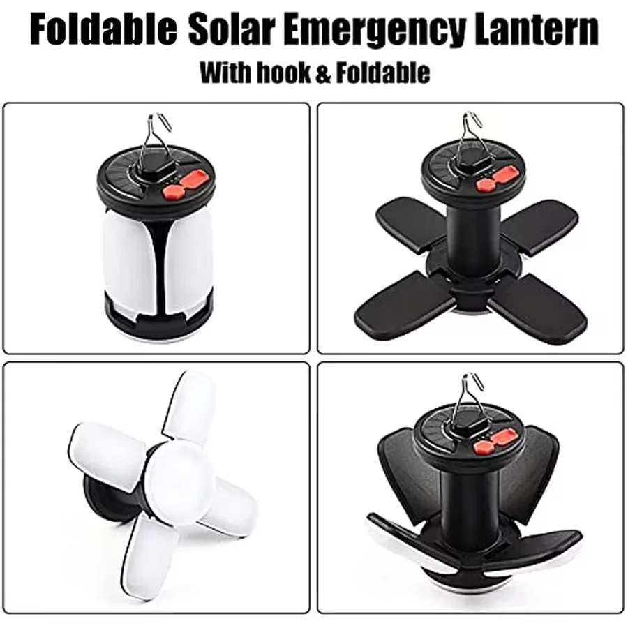 Luz Led Solar plegable impermeable para acampar, lámpara recargable por USB de 6 modos para tienda de campaña al aire libre, linternas portátiles, luces nocturnas de emergencia