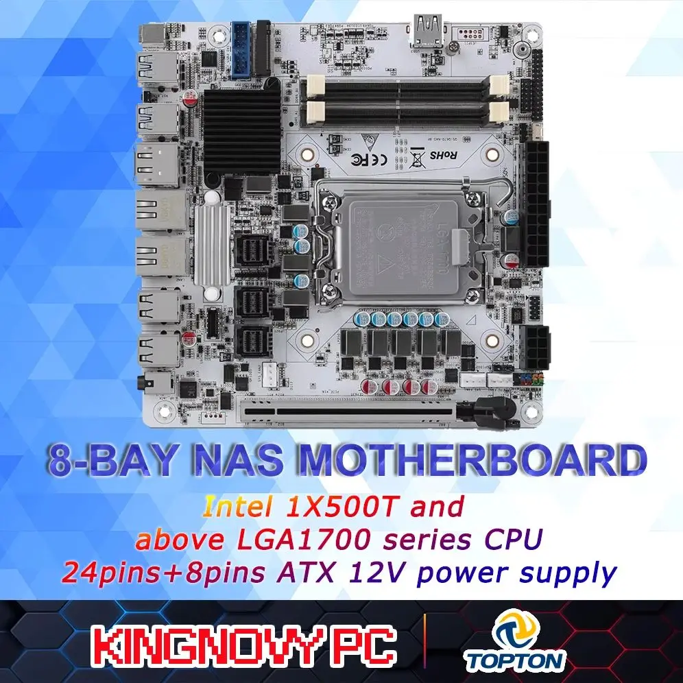 

Q670 LGA 1700 NAS Материнская плата 8 басов 8 x SATA3.0 Mini ITX Материнская плата 6 x M.2 NVMe 2 * i226-LM 2.5GbE LAN Плата DDR5 с PCIe5.0 x16