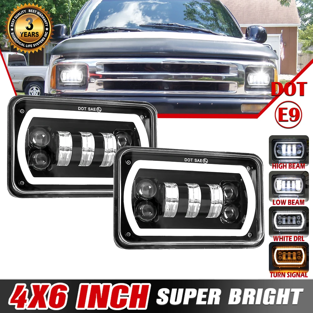 HL Black Motorcycle DRL Lamp 4X6 LED Headlight For Honda XR250 XR400 XR650 off-road use Suzuki DRZ Accessories Rectangular Light