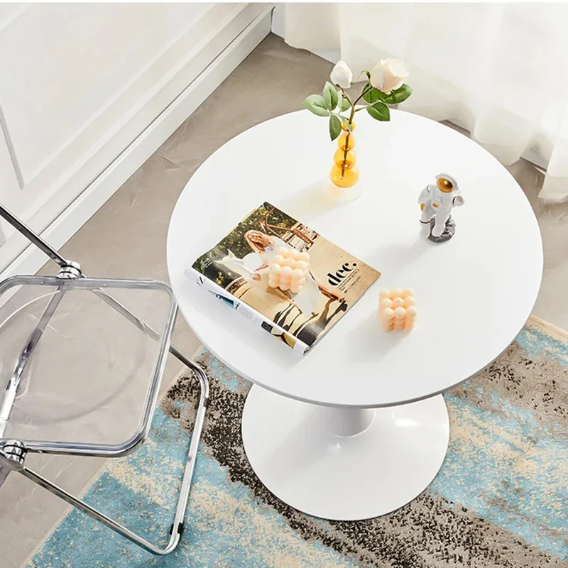 Circular table modern white circular veranda cafe kitchen table simple design all-use small table