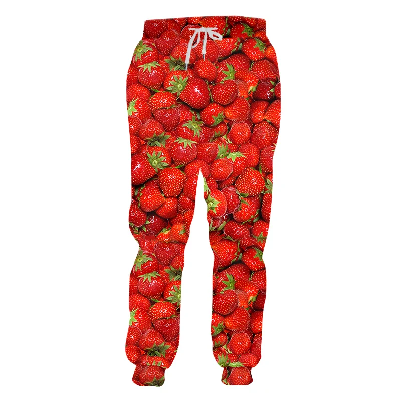 Aardbei & Oranje Fruit Collage Patroon 3D Gedrukt Mode Heren Joggers Broek Herfst Joggingbroek Unisex Casual Broek MP21