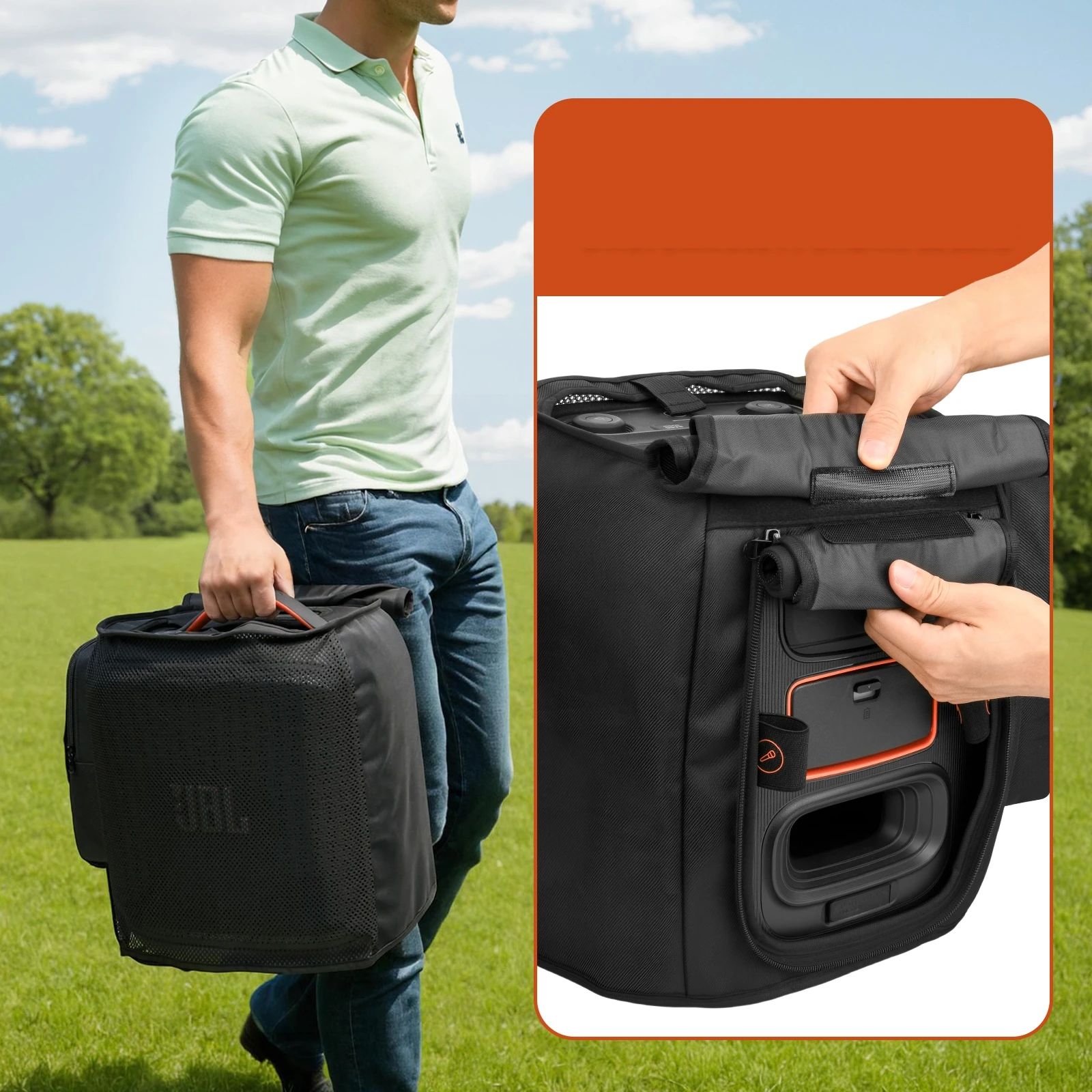 

Full-Coverage Protective Case for JBL Partybox Encore2 Speaker Mesh Nylon Side Pockets Speaker Cover