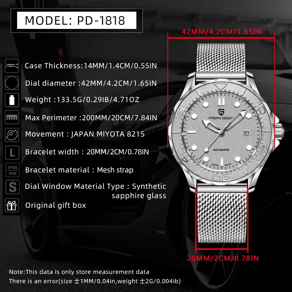 2025 New PAGANI DESIGN 007 Men's Mechanical Watches Top Luxury Automatic Watch For Man AR Sapphire Mirror Wristwatches Men Gift