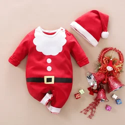 2 Pcs Baby Christmas Clothes Cute Deer Print Jumpsuit