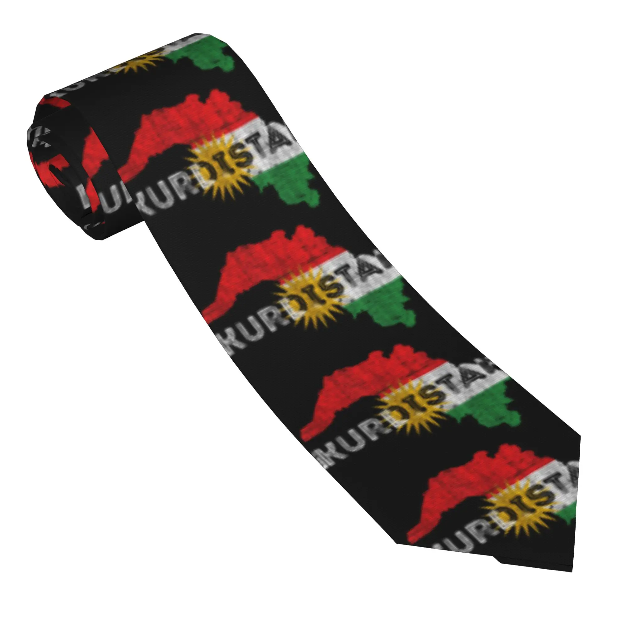 Kurdish Map and Flag Kurdistan Tie  Vintage Cool Neck Ties For Men Business Quality Collar Tie Custom DIY Necktie Accessories