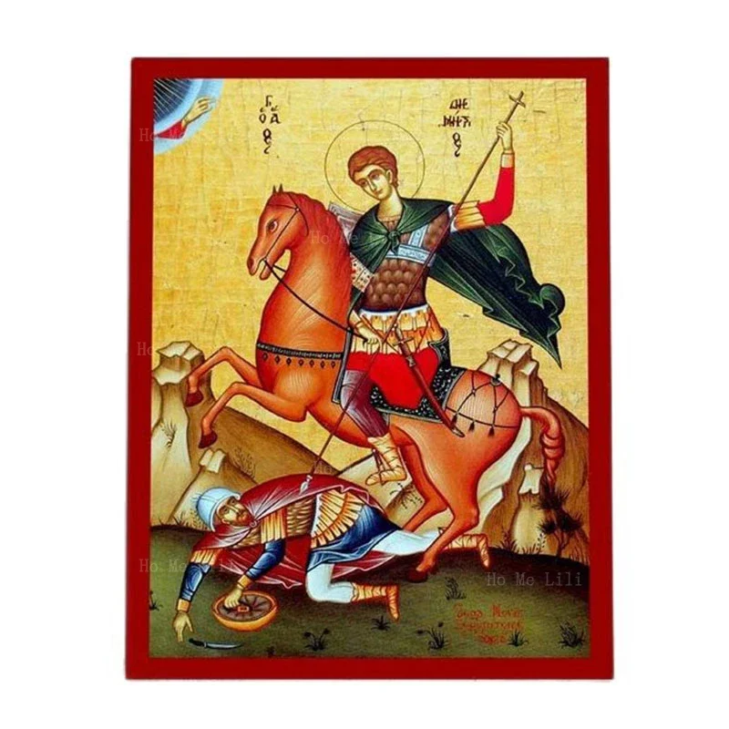 The Archangel St Michael Saint Demetrius Greek Byzantine Orthodox Icon Canvas Wall Art For Livingroom Bedroom Home Decor