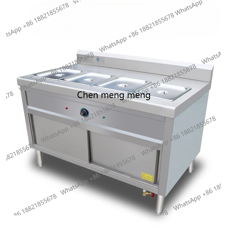 

Commercial electric heat preservation vegetable table, four grid insulation table with locker stainless steel equipment