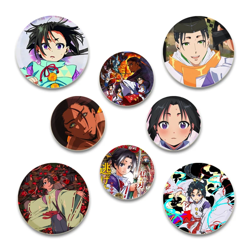 58MM Anime The Elusive Samurai Badge Brooch DIY Buttons Snap-in Craft  Pins for Clothes Decoration Jewelry Accessories Gifts