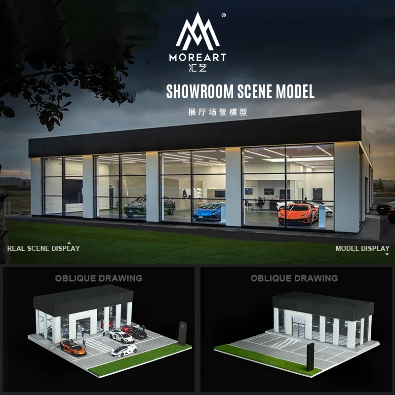 TimeMicro&MoreArt 1/64 Showroom with Led Lighting Diorama theme car showroom light version assembly storage display scene