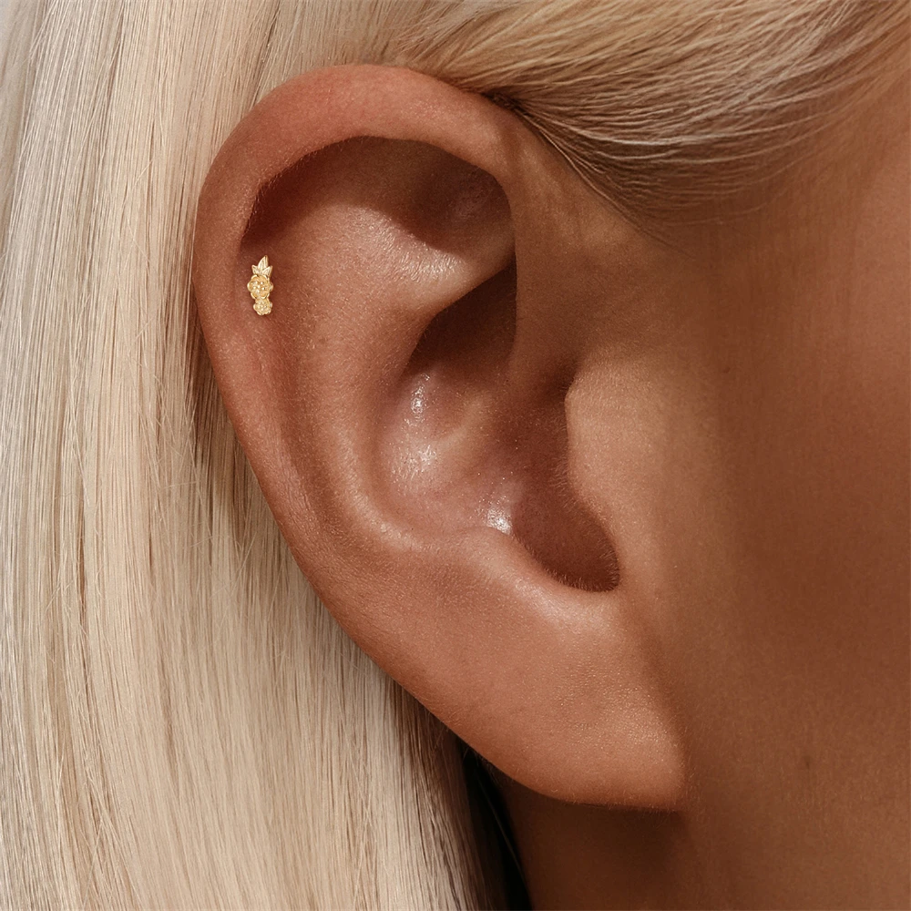 AIDE 925 Sterling Silber Fünfblättrige Blume Pferdeaugen CA Zirkon für Damen Knorpel Helix Flachrücken Piercing Ohrring Party Geschenke – Detail 20