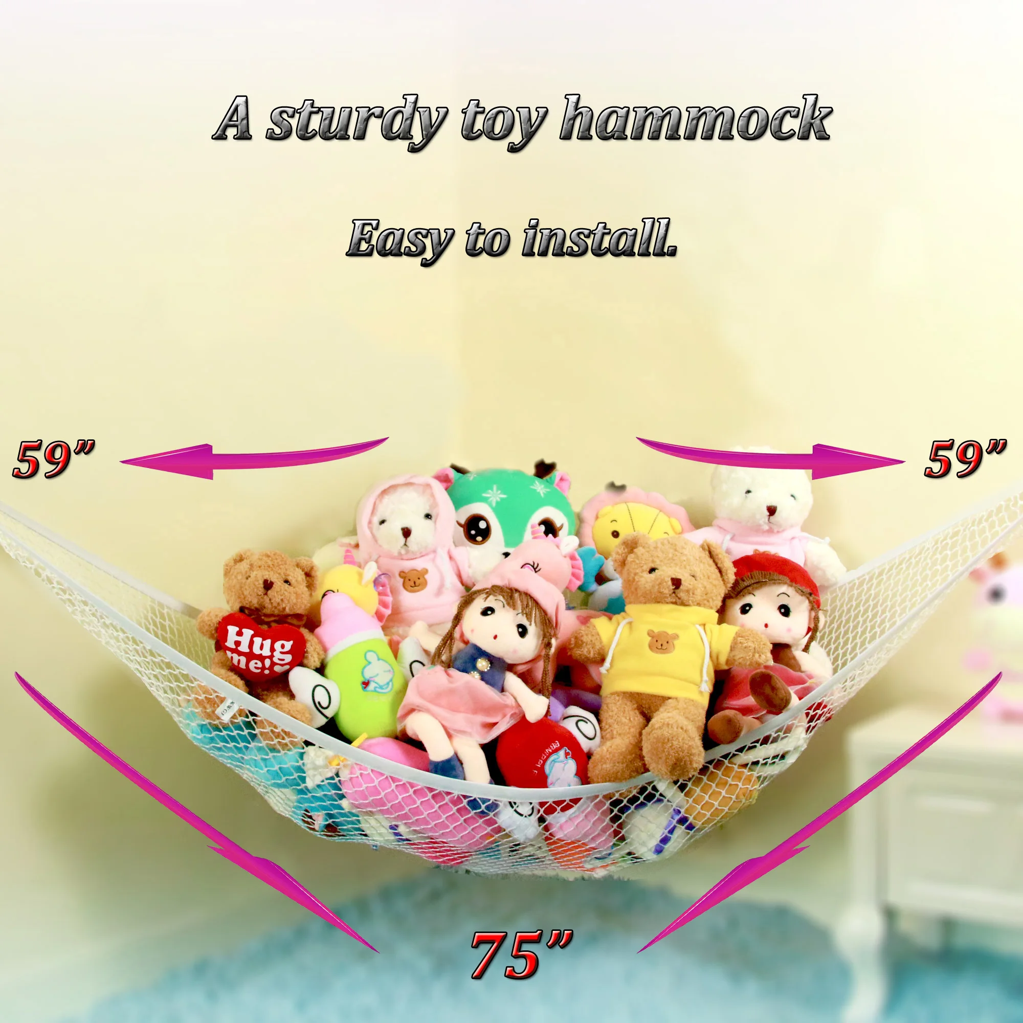 Stuffed Animal Net Or Hammock, Toy Hammock, Teddy Bear Hammock, There Are 25 Rubber Bands In The Elastic Of Our Stuffed Animal