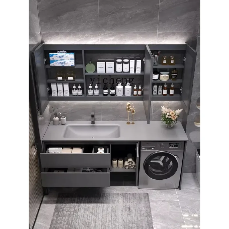 YS-21 Washing Machine Integrated Cabinet Rock Board Hot Bending Bathroom Cabinet Toilet Washstand Wash Basin