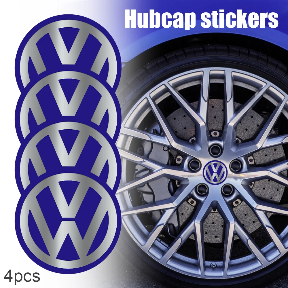 4pcs 56/60/65mm Car Wheel Center Cap Hub Sticker Badge Accessories For VW Volkswagen Touareg Passat CC R GTl Golf MK6 Polo Jetta