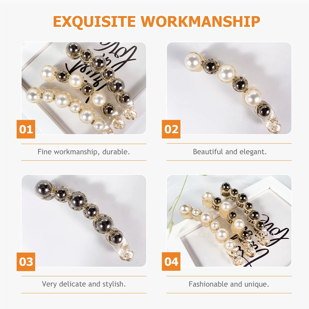 

3 Pcs Pearl Hair Clips Elegant Styling Accessories Durable Ponytail Holder Clips for Thick Hair Women Headdress