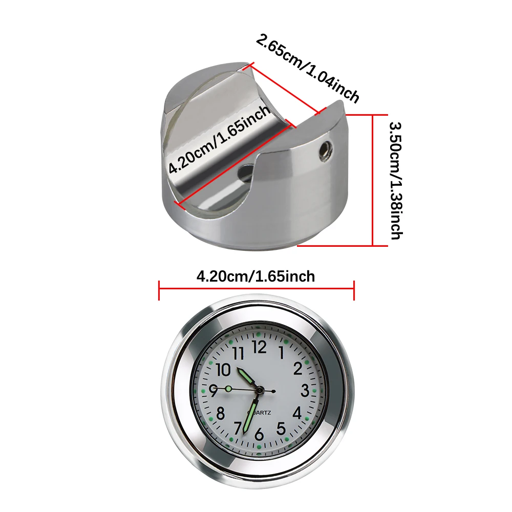 Universal Luminous Clock 22-25mm Motorcycle Watch Waterproof Thermometer Temp Gauge Motorcycle Handlebar Mount Clock
