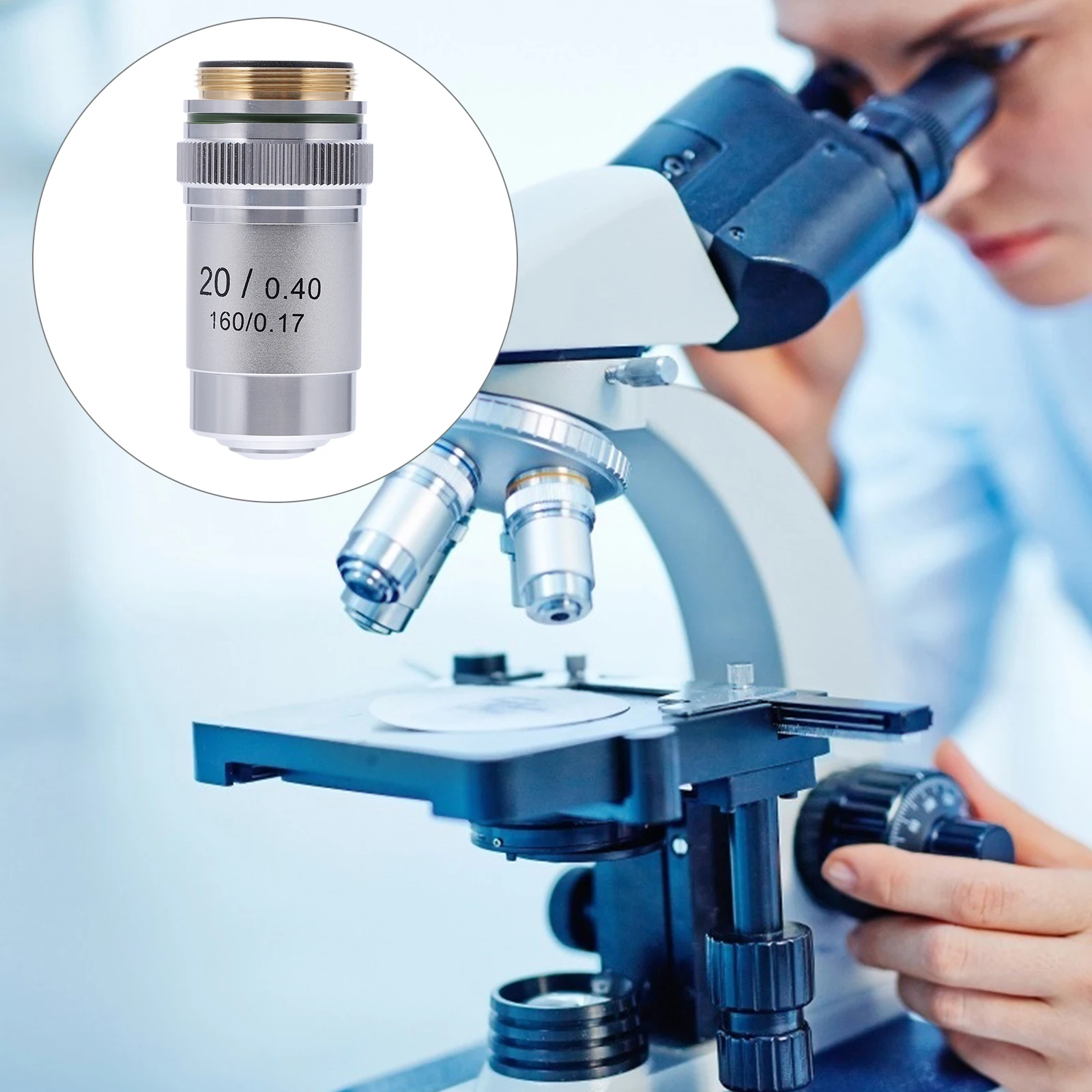 

20X 195 Type Objective Lens Steel Microscope Lens For Biological Microscope Labs Object Glass Instrument Parts