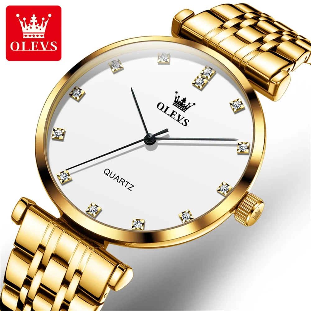 OLEVS 5596 Top Brand Business Quartz Watch For Men Original Luxury Stainless Steel Man Watches Waterproof Diamond Hand Clock