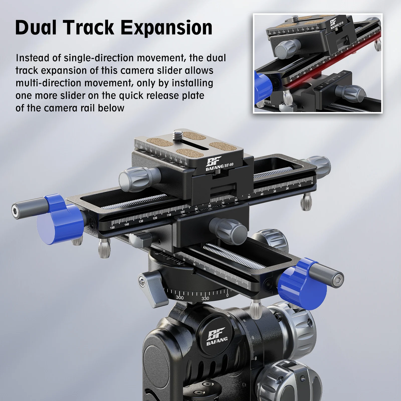 BAFANG 360° Macro Pinion Guide Rail SLR Camera Slide with Quick Mounting Plate Special Photography Tripod Accessories