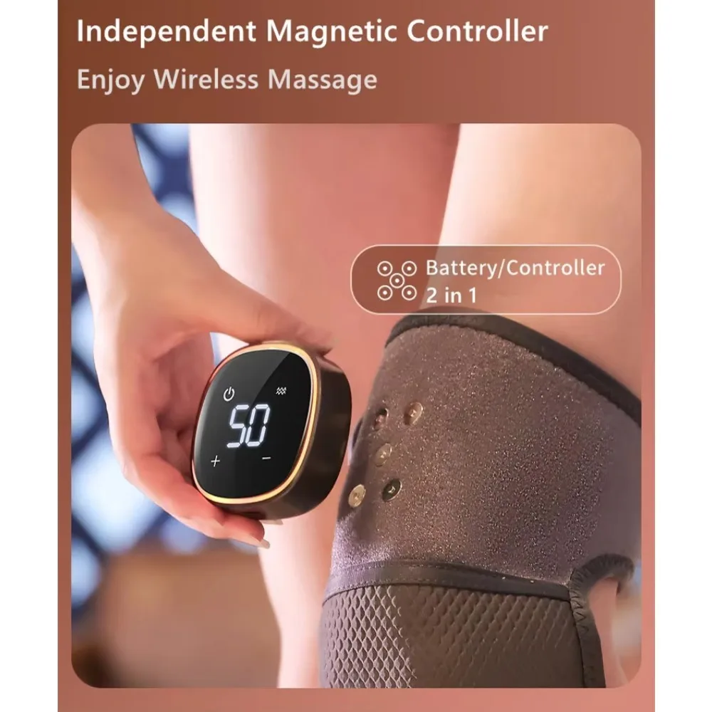 Rechargeable Heated Knee Elbow Massager Brace, Vibration Heating Wrap for Joint Comfort & Muscle Relaxation