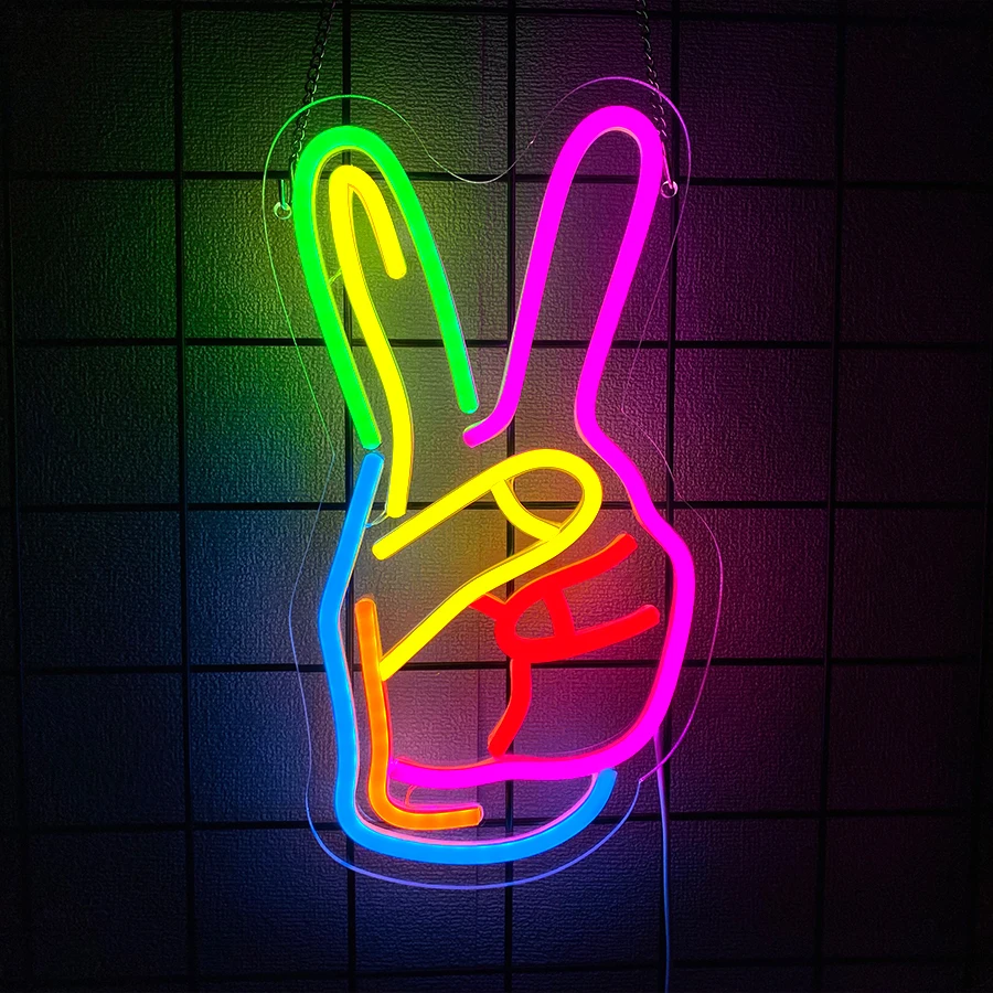 Abstract Hand Led Neon Sign, Color Aesthetic Line Icon Wall Decor, Used For Bedroom Living Room Game Room Office Bar Wall Lamp.