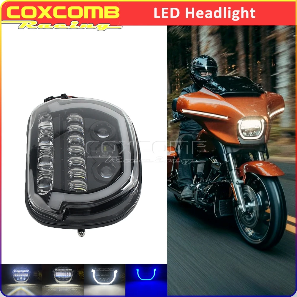 E-Mark E9 Day Run Lighting Motorcycle LED Headlight For Harley Touring Street Glide FLHX FLHXI FLHXSE FLHXU Front Headlamp IP67