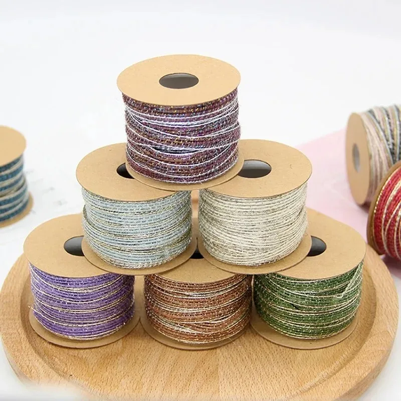 10M/Roll Natural Retro Jute Coarse Linen Fabric With Mixed Ribbons Lace Wedding Party Decoration DIY Craft Gift Packaging Ribbon