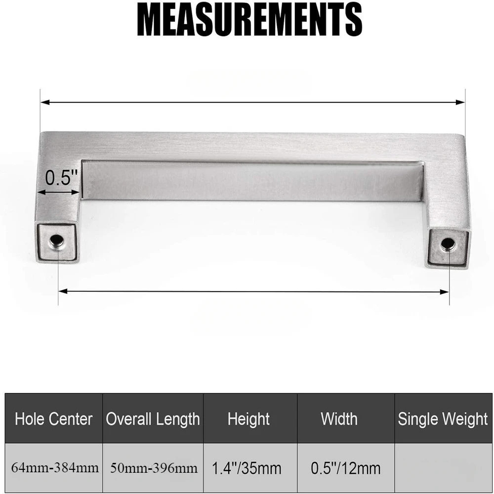 MARUAT Stainless Steel Square Cabinet Pulls Brushed Nickel Drawer Handles for Kitchen Dresser Cupboard with Various Sizes Screws