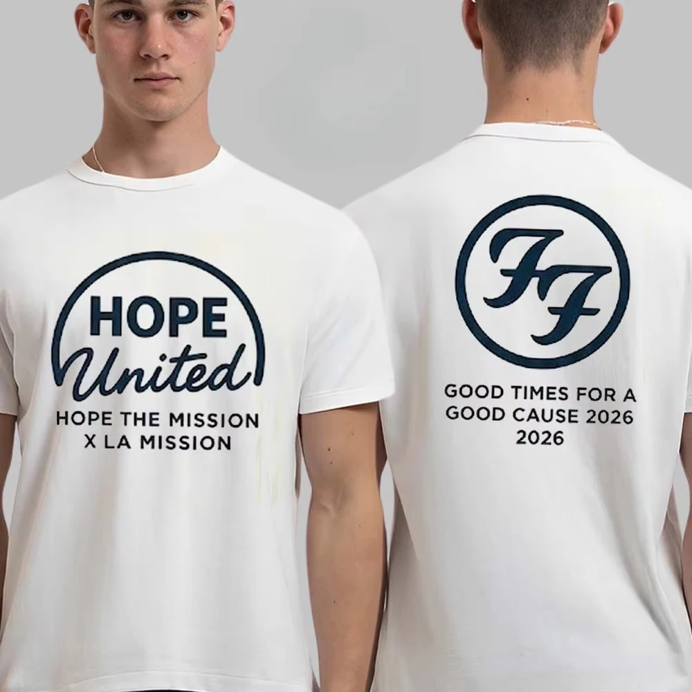 Foo Fighters Hope United Charity 2026 T-shirt graphique avec logo simple Streetwear décontracté unisexe