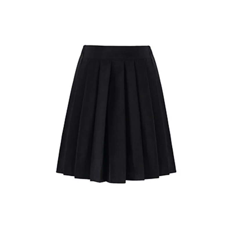 

Elastic Waist Japanese Student Girls School Uniform Solid Color Pleated Skirt Short/Middle/Long High School Dress