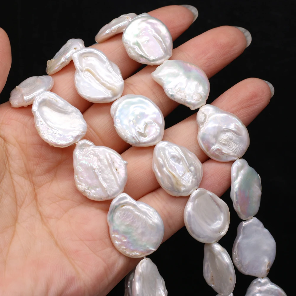 16x17mm White Nearround Pearl Natural Freshwater Pearls Loose Sapcer Beads for Jewelry Making DIY Necklace Bracelet Accessories