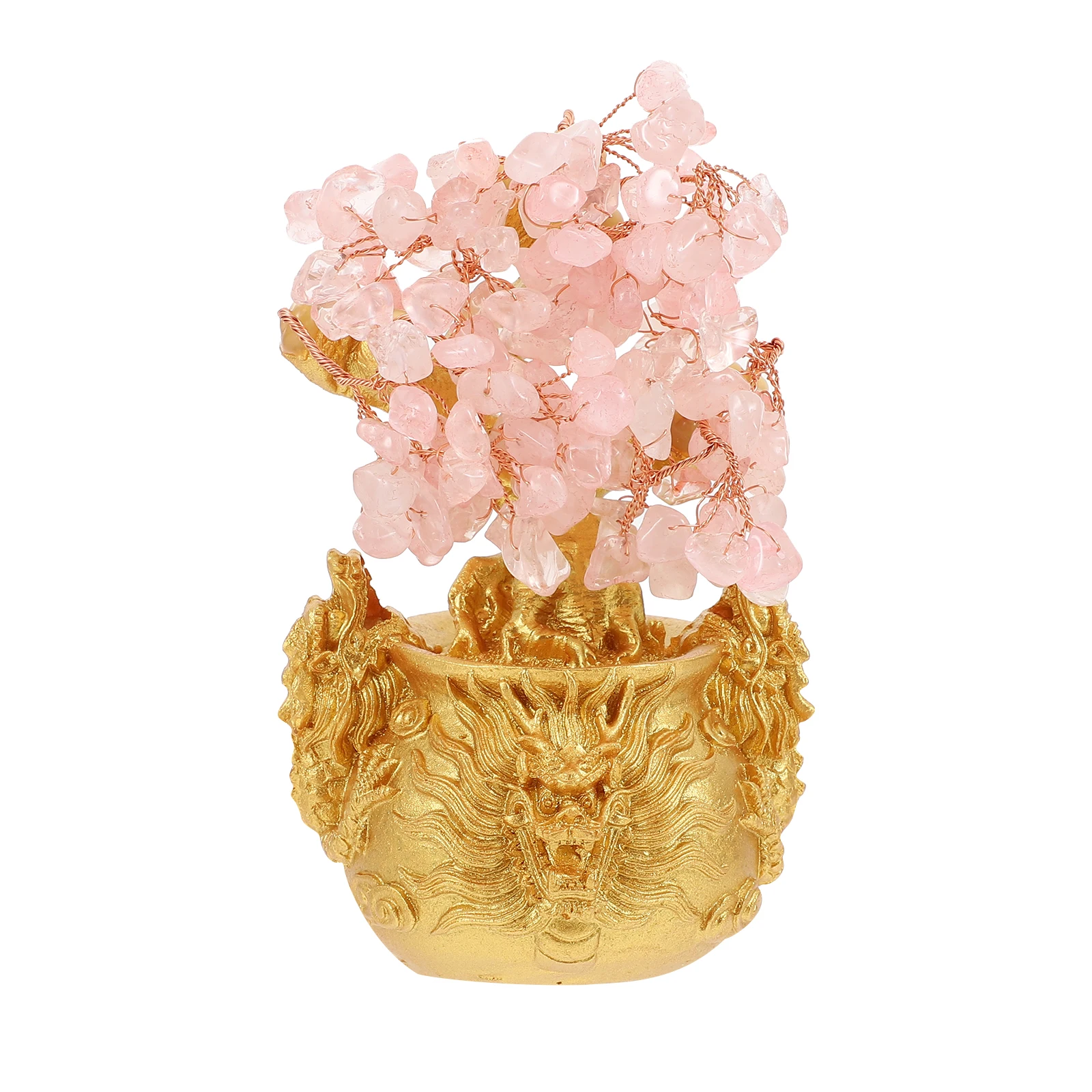 

1Pcs Crystal Money Tree Pink Resin Luck Tree Ornament Feng Shui Desktop Decoration Office Tabletop Ornament