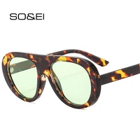 SO & EI gafas de sol de piloto Vintage para mujer, gafas de sol de moda de leopardo de Color caramelo UV400, gafas de sol Punk de tendencia para hombres