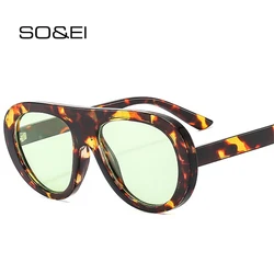 SO&EI Vintage Pilot Women Sunglasses Fashion Leopard Candy Color Shades UV400 Men Trending Punk Sun Glasses