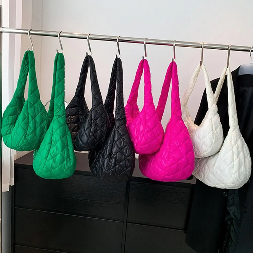 Mode Frauen Große Kapazität Stepp Tragetaschen Unten Baumwolle Gepolsterte Schulter Taschen Mädchen Unterarm Taschen Puffy Handtaschen