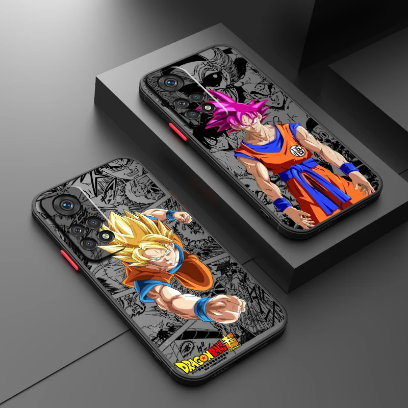 Comic D-Dragon Ball Son Goku Frosted Translucent For Redmi Note 13 12 12S 12T 11 11T 11E 10 10S 9 Pro Plus 5G Back Phone Case