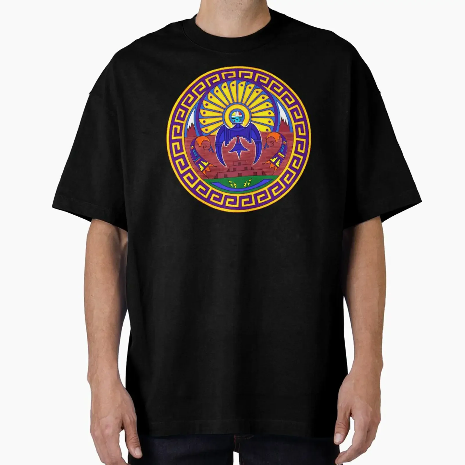 Thunderbird Hopi inspired designed and sold by Caummon Thread vintage Washed Comfortable streetwear Versatile Stretched Soft