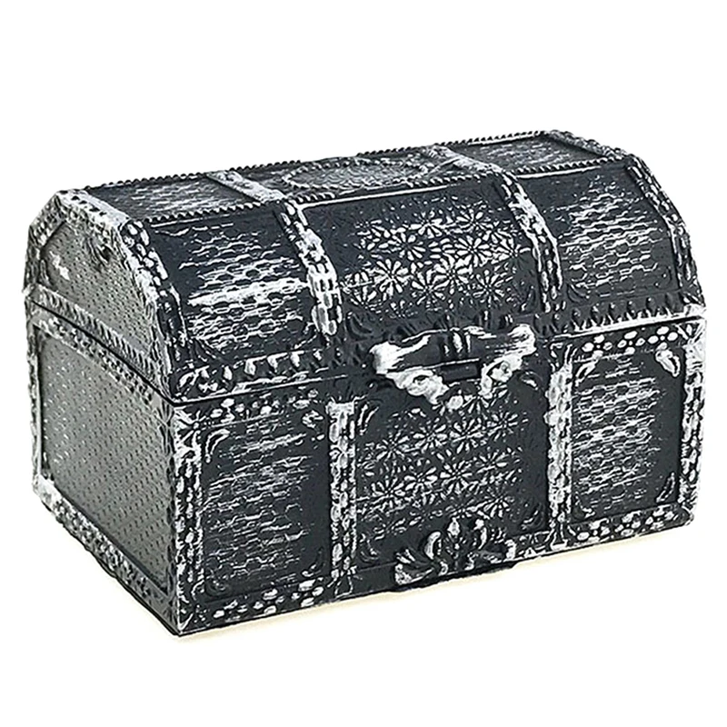 1Pc Retro Plastic Pirate Treasure Box Crystal GemJewelry Box Storage Organizer Trinket Keepsake Treasure Chest for Children Gift