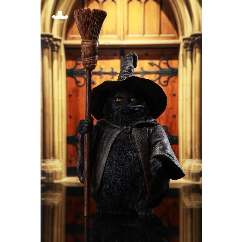 In Stock JXK-CS02 Hobbies A Wizard Cat with Magic Broom Model Simulated Cat Model Resin for Toy Figures Scene DIY