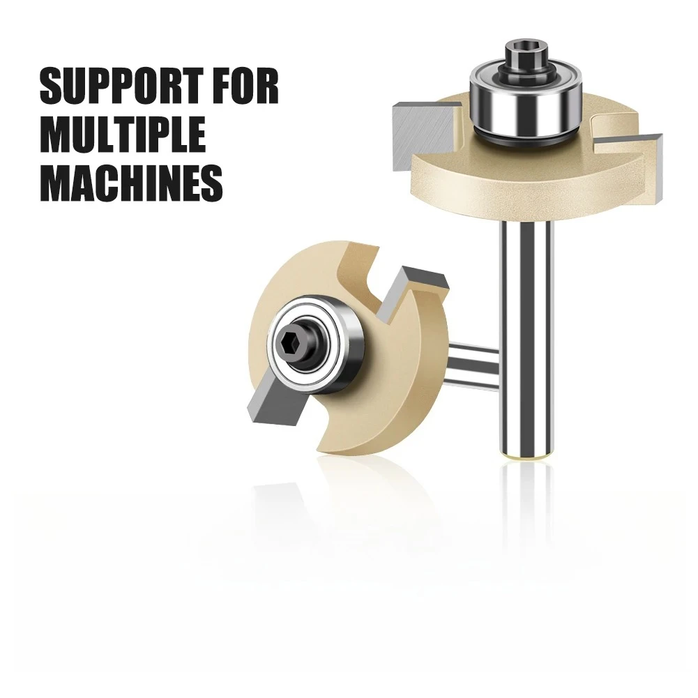 6mm 1/4in Shank T-Slot Router Bit with Bearing Rabbeting Milling Cutter Woodworking Tools T Type Slotting Cutter