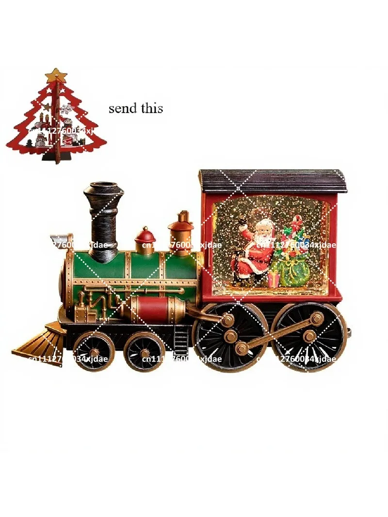Christmas Train Music Box Santa Claus Snow Globe Toy, Festive Holiday Birthday Gift for Kids