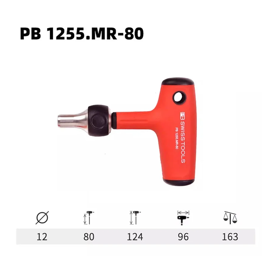 PB Swiss Cross Handle Bit Holder with Ratchet Suitable for Ergonomic Design Screwdriver Holder PB1255.MR-80